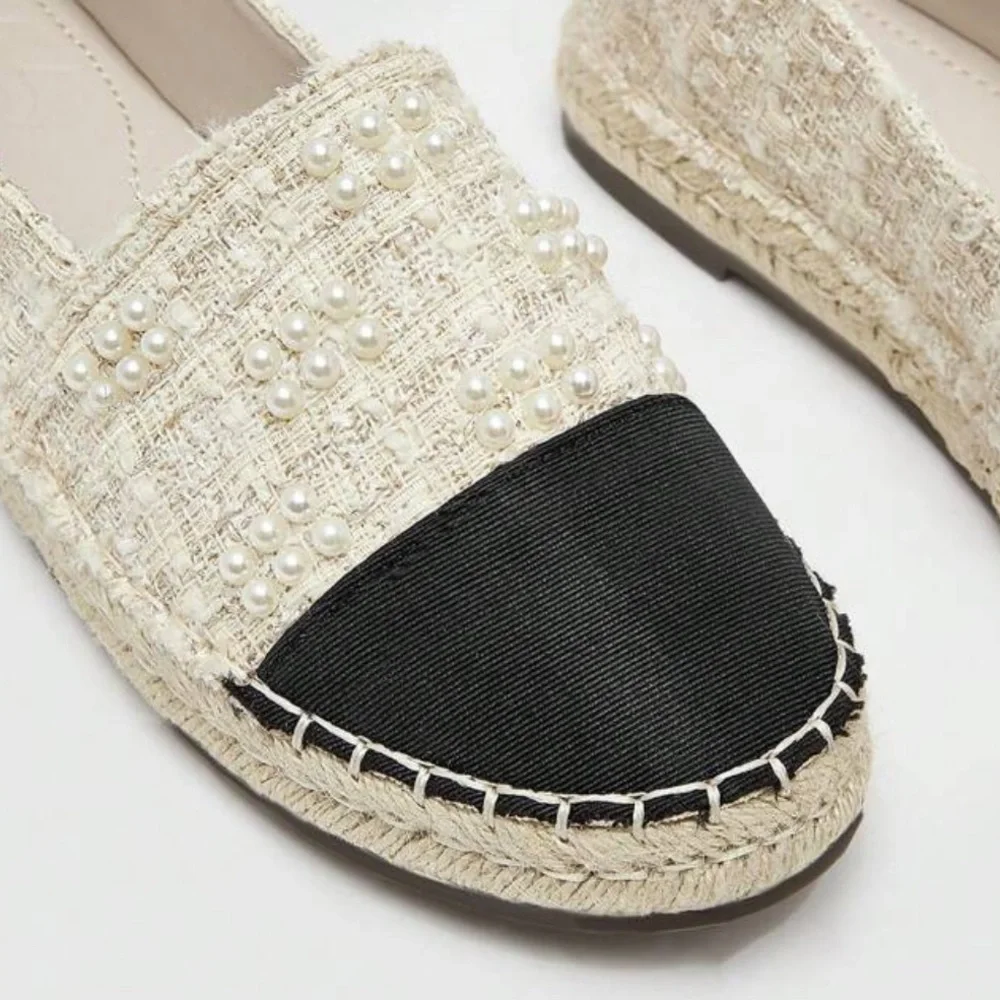 Destination Collection Women Faux Pearl Decor Espadrille Flats